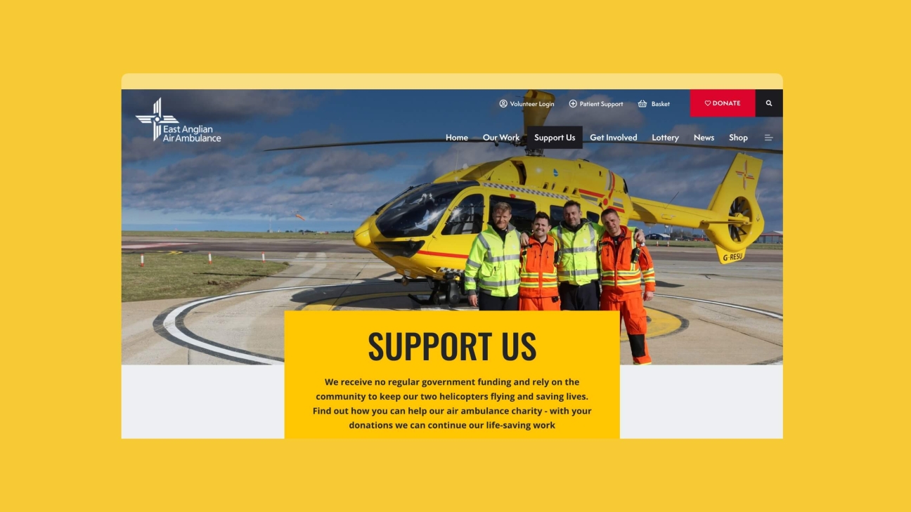 East Anglian Air Ambulance Support Us page example