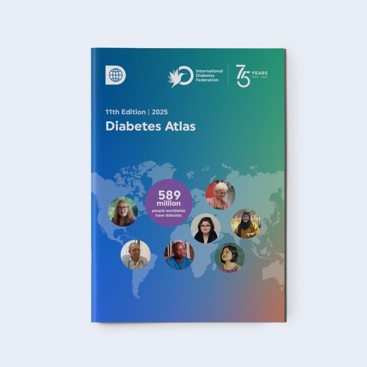 Cover image of the International Diabetes Federation (IDF) Diabetes Atlas featuring global map artwork and publication branding.