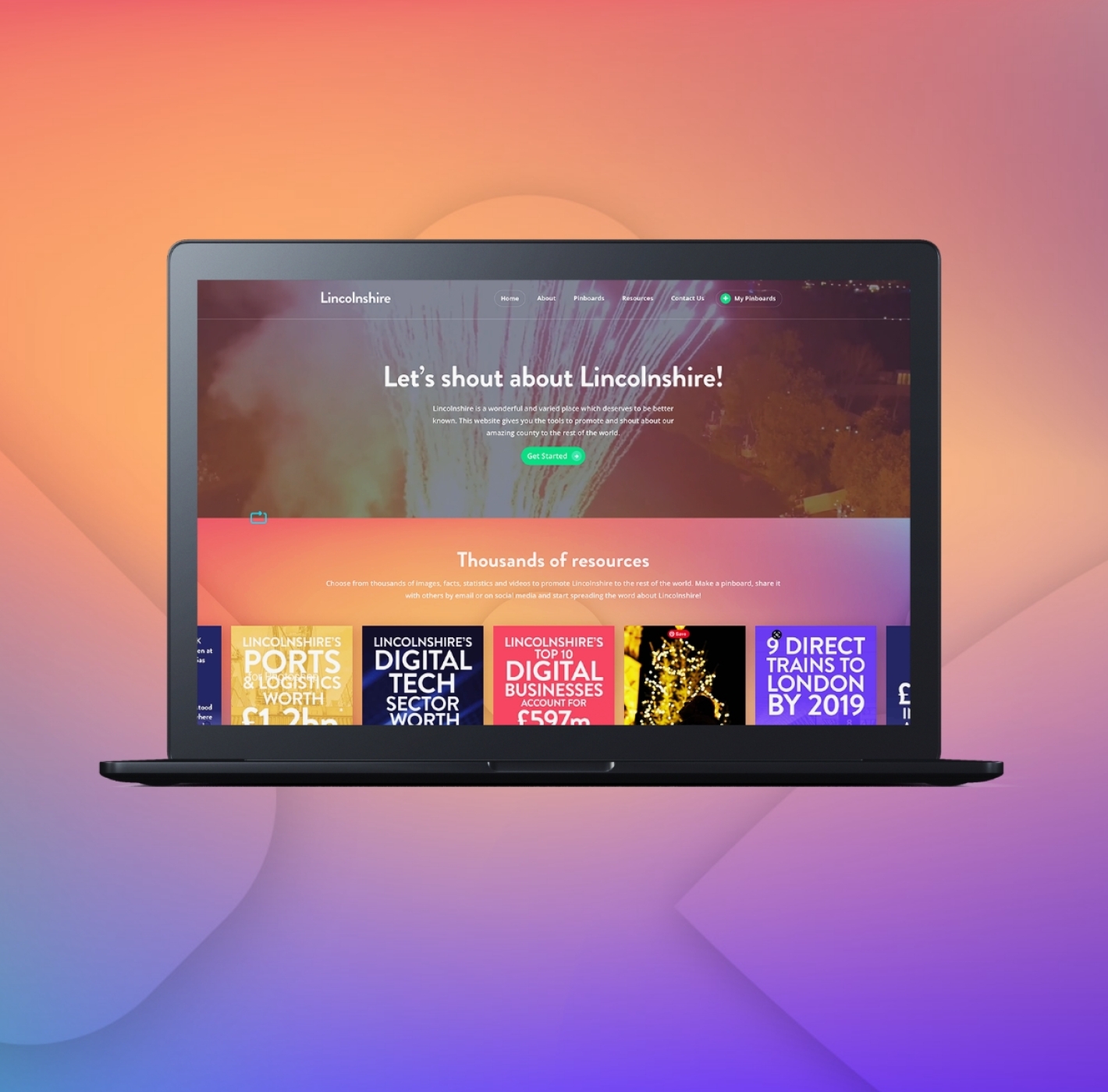 Promote Lincolnshire desktop website shown on a laptop
